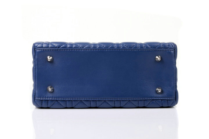lady dior lambskin leather bag 6322 blue with silver hardware
